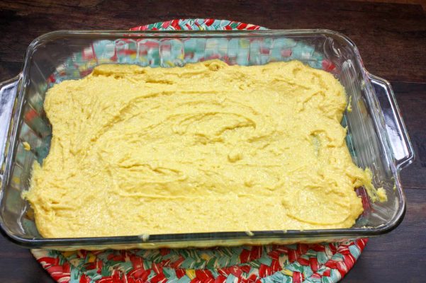 Picture of cornbread in a casserole dish