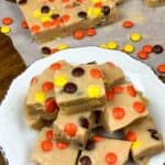 Reese's peanut butter fudge on a plate