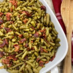 Green beans and bacon in a dish