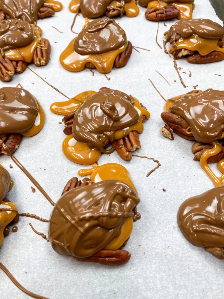 Homemade Chocolate Pecan Turtle Clusters Recipe - Back To My Southern Roots