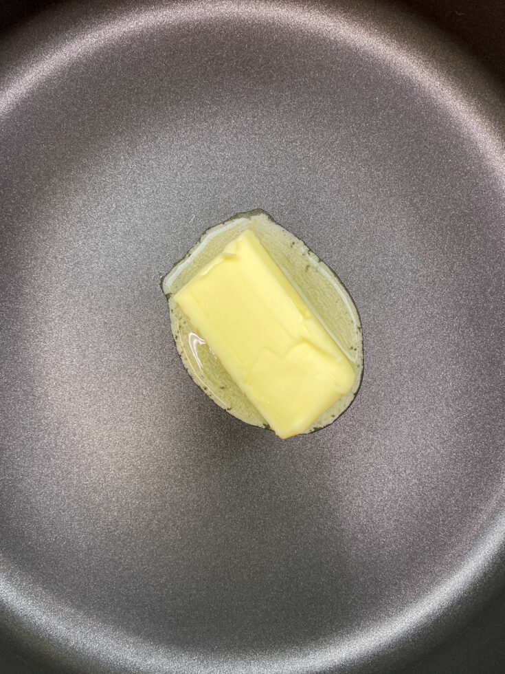 Melting butter in a saucepan. 