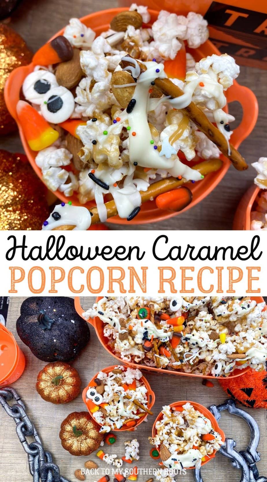 Halloween Caramel Popcorn Munch Recipe - Back To My Southern Roots