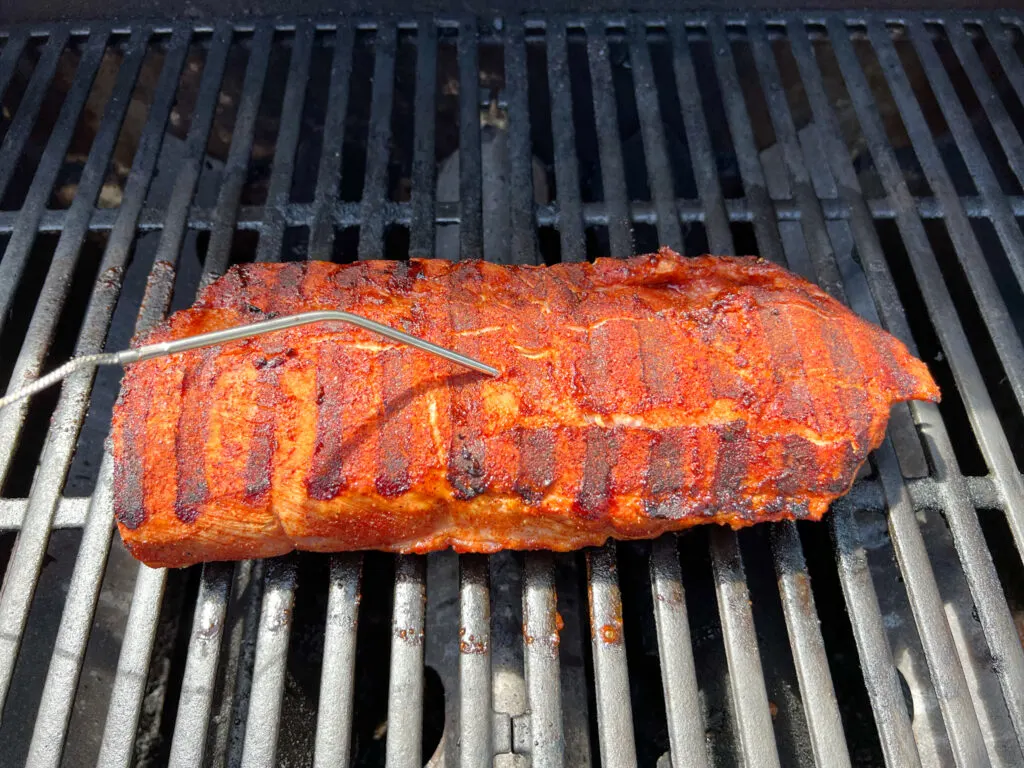 Pork Loin steaks on the Lodge Sportsman's grill - grilling post