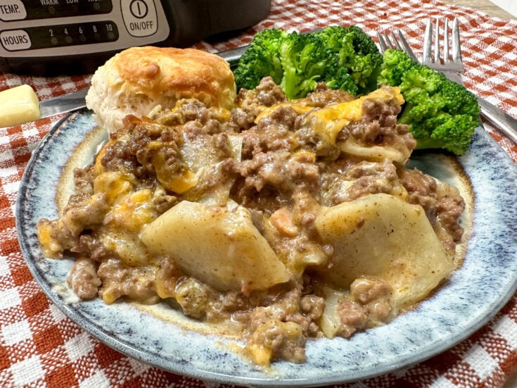 The Best Crock Pot Ground Beef And Potato Casserole Back To My Southern Roots