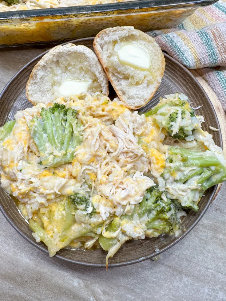 Easy Chicken Rice And Broccoli Casserole With Cheese - Back To My ...